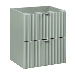 Szafka pod umywalkę Line Reed Green 50 cm szałwiowa eleganckie pionowe frezowanie na frontach szafki do łazienki z szufladami