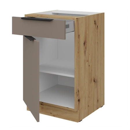 Szafka kuchenna stojąca z szufladą i półką Fiuggi Ar 50 D 1F 1S BB fronty szafki kuchennej wykończone w technologii anti fingerprint