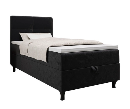 Łóżko kontynentalne Melba 120x200 grafitowe w nowoczesnym skandynawskim stylu z tapicerowanym zagłówkiem łóżko z pojemnikiem