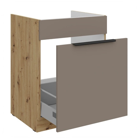 Szafka kuchenna pod zlewozmywak z szufladą Fiuggi Ar 60 ZL 1S BB fronty szafki kuchennej wykończone w technologii anti fingerprint