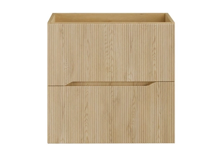 Szafka pod umywalkę Nordic Cremona 60 cm dąb cremona nowoczesna forma szafki do łazienki fronty ozdobione delikatnymi ryflowaniami