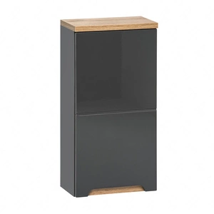 Szafka łazienkowa wisząca Bali 35 cm szary połysk / dąb wotan szafka do łazienki z półką odporna na uszkodzenia i działanie wilgoci