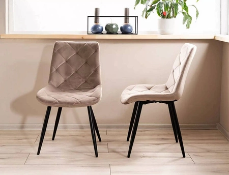 Krzesło tapicerowane Ralph ciemny beż nowoczesne oraz funkcjonalne krzesło do jadalni z metalowymi nogami