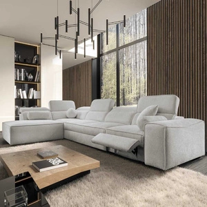 Narożnik z funkcją spania Viano XI Lux szary popiel lewostronny designerski narożnik z wysuwanym podnóżkiem i pojemnikiem na pościel