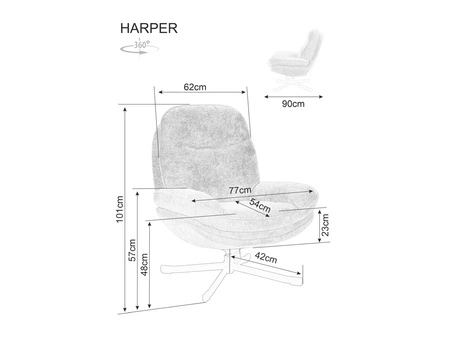 Fotel Harper beżowy funkcjonalny oraz nowoczesny fotel obrotowy z metalowymi nogami komfortowy podczas wypoczynku