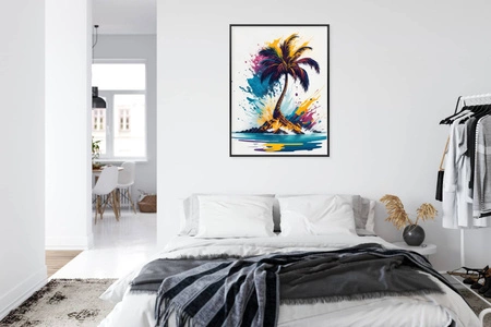 Plakat kolorowa palma 70x100 plakat w ramie precyzyjny wydruk ze stylową grafiką doskonała dekoracja do salonu lub sypialni