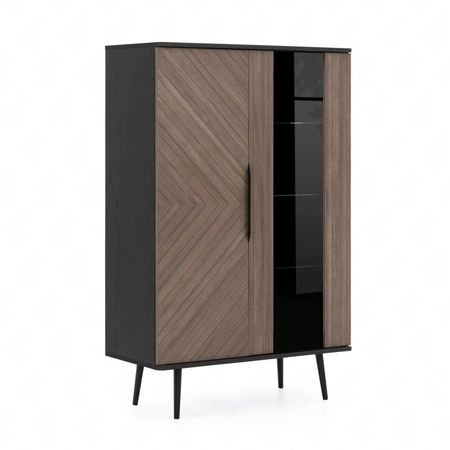 Zestaw mebli Tullio czarny grafit / captains deck elegancka meblościanka do salonu o ciekawej stylistyce uchwyty krawędziowe