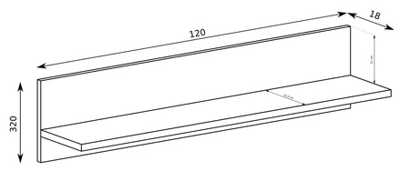 Półka Fonti 120 cm dąb karmel oryginalny design praktyczna półka na ścianę do salonu jadalni lub pokoju dziennego