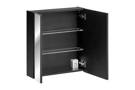 Szafka łazienkowa wisząca z lustrem Santa Fe 60 cm czarna elegancka szafka doskonale uzupełniająca aranżację łazienki