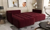 Narożnik z funkcją spania Oroso bordowy lewostronny miękka tkanina typu velvet z powłoką hydrofobową pojemnik na pościel