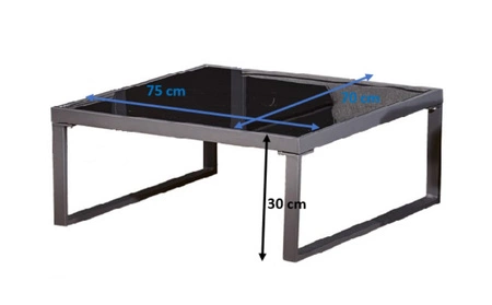 Stolik ogrodowy 75 cm Mostrare szary nietuzinkowy design blat stolika wykończony polywood metalowa konstrukcja minimalistyczny styl