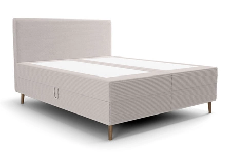 Łóżko kontynentalne Totti 180x200 kość słoniowa stylowe łóżko z pojemnikiem na pościel trójwymiarowa tkanina o wyrazistych prążkach