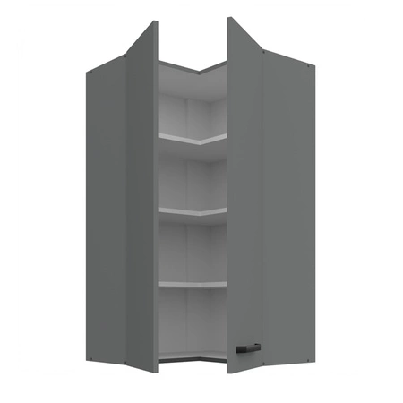 Szafka kuchenna narożna wisząca Verdi 60x60 GN-108 2F szafka odporna na działanie wilgoci i uszkodzenia czarny metalowy uchwyt