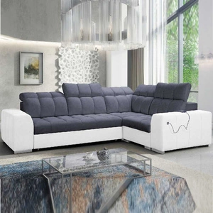 Narożnik z funkcją spania Luigi II grafitowy / biały prawostronny komfort podczas codziennego wypoczynku narożnik z pojemnikiem na pościel