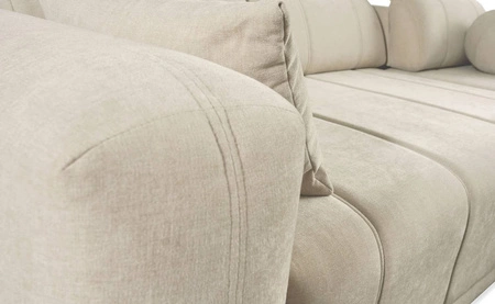 Narożnik z funkcją spania Cetara VI szary prawostronny komfortowy i stylowy narożnik rozkładany z przesuwanymi oparciami