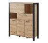 Komoda wysoka Aktiv 120 cm dąb taurus / czarny designerska komoda z szufladą w stylu industrialnym czarne metalowe uchwyty