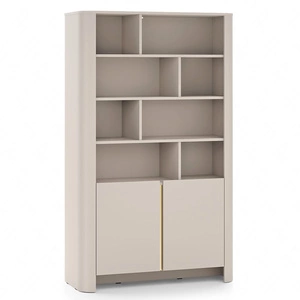 Regał Bari 103 cm beżowy funkcjonalny i nowoczesny design stonowana kolorystyka regał z drzwiami w stylu minimalistycznym