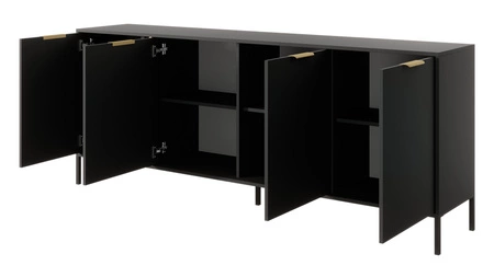 Komoda Golden 203 cm antracytowa nowoczesny design idealna komoda do wnętrz w stylu glamour złoty uchwyt krawędziowy nadaje elegancji