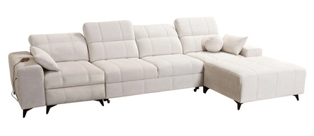 Narożnik z funkcją spania Penejos XII Lux szary prawostronny stylowy narożnik rozkładany z komfortowym wysuwanym podnóżkiem