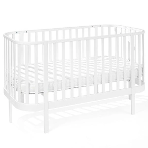 Łóżeczko niemowlęce z materacem Great 140x70 cm białe funkcjonalne i eleganckie łóżeczko do pokoju niemowlęcego w nowoczesnym stylu