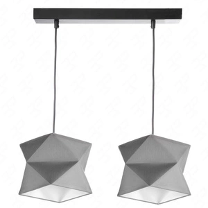 Lampa wisząca podwójna Quasar designerska lampa sufitowa do salonu lub jadalni z szarymi abażurami i czarną metalową podstawą