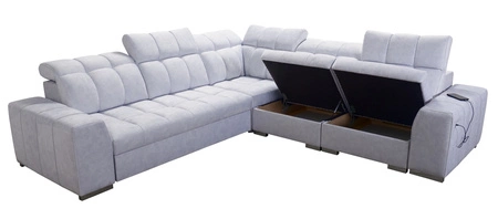 Narożnik z funkcją spania Luigi III grafitowy prawostronny komfortowy narożnik do salonu doskonały do codziennego wypoczynku