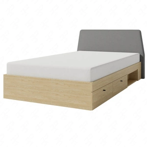 Łóżko z szufladami Olivio 120x200 cm dąb olejowany idealne do pokoju dziecka z tapicerowanym zagłówkiem i szufladami