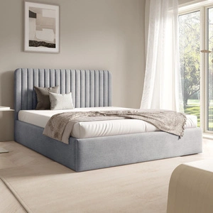 Łóżko tapicerowane Faro 140x200 szary popiel wygodne łóżko do sypialni designerskie wezgłowie o subtelnie zaokrąglonym kształcie