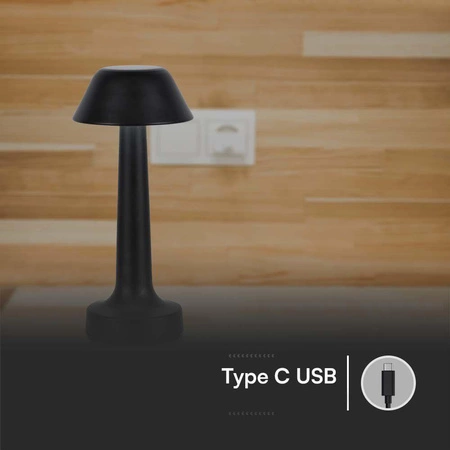 Lampka nocna Orbe czarna 1W 3000K-6000K stylowy design solidne wykonanie lampka LED metalowa konstrukcja funkcja zmiany barwy światła