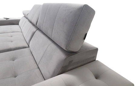 Narożnik z funkcją spania Hampton bordowy prawostronny stylowe pikowania na siedzisku miękka tkanina obiciowa narożnik z dostawką