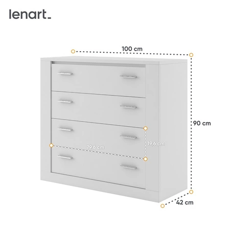 Komoda z szufladami Arti 100 cm biała minimalistyczny design klasyczna forma idealna komoda do salonu lub pokoju dziennego