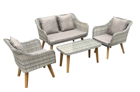 Zestaw mebli ogrodowych Largo szary beżowy stylowy design komplet mebli z nutą stylu skandynawskiego do przydomowej strefy wypoczynku