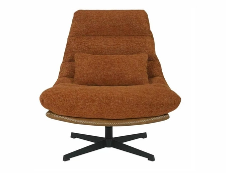 Fotel Felicia cynamonowy / brązowa ekoskóra funkcjonalny oraz nowoczesny fotel obrotowy z metalowymi nogami ozdobna poduszka