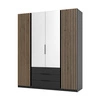 Szafa z lustrem Kastano V 200 cm czarna stylowy design szafy do przedpokoju drzwi szafy ozdobione lamelami w kolorze dąb evoke