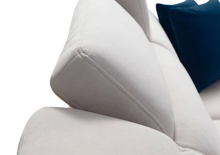 Narożnik z funkcją spania Kelly IV szary popiel prawostronny pleciony komfortowy narożnik regulowane zagłówki bok wykończony lamelami