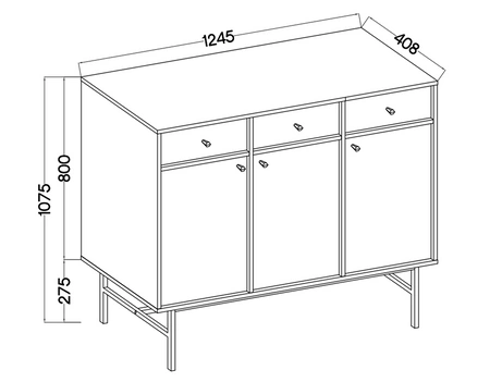 Komoda z szufladami Kioto III 125 cm eukaliptus minimalistyczna forma idealna komoda do sypialni lub salonu stabilny stelaż