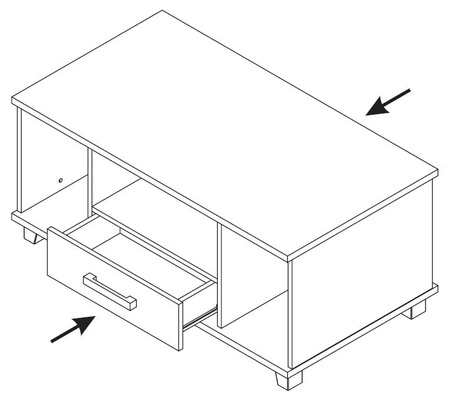 Stolik kawowy z szufladami Maximus 110 cm dąb sonoma jasny nowoczesny design obrzeża stolika wykończone specjalną okleiną ABS