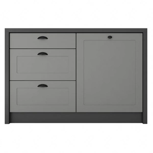 Wyspa kuchenna z szufladami Adele 127 cm szary grafit / szary funkcjonalny mebel kuchenny odporny na działanie wilgoci metalowe uchwyty