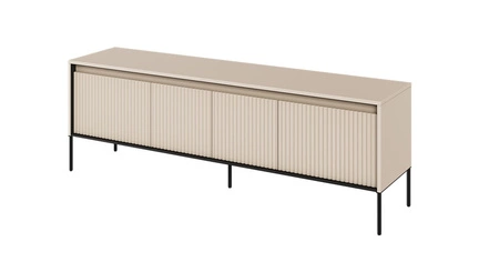 Zestaw mebli Trend beżowy nowoczesny design meble z klimatycznym oświetleniem w postaci paska led pod górnym blatem ryflowane fronty