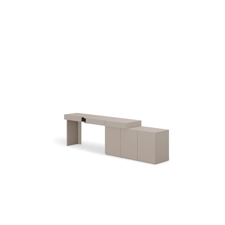 Biurko z komodą Woow 301 cm clay grey prawe funkcjonalne biurko młodzieżowe z możliwością obustronnego oraz narożnego montażu