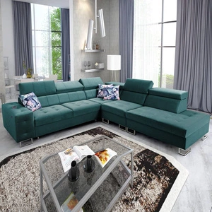 Narożnik z funkcją spania Hampton IX morski prawostronny stylowy i nowoczesny design narożnika idealny mebel do każdej aranżacji