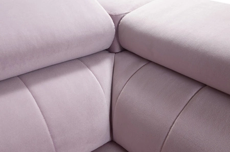 Narożnik z funkcją spania Nausa VII bordowy prawostronny elegancki narożnik do salonu wykonany z miękkiej tkaniny typu velvet