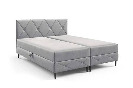 Łóżko kontynentalne Noren 160x200 szary popiel nowoczesna forma łóżka do sypialni pojemniki na pościel klasyczne pikowanie na wezgłowiu