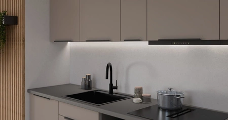 Zestaw mebli kuchennych Fiuggi Ant 300 cm stylowe szafki kuchenne z frontami wykonanymi w technologii anti fingerprint metalowe uchwyty