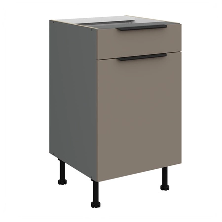 Szafka kuchenna stojąca z szufladą i półką Fiuggi Ant 50 D 1F 1S BB fronty szafki kuchennej wykończone w technologii anti fingerprint