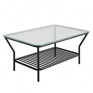 Stolik ogrodowy Teneryfa 62x92 cm czarny designerski stolik z dodatkową półką oryginalna konstrukcja ornamentowe szkło hartowane