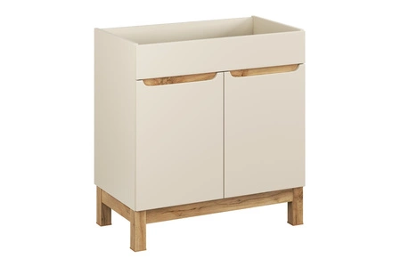 Szafka pod umywalkę Bali 80 cm beżowy / dąb wotan nowoczesna szafka do łazienki osadzona na stabilnych nogach oryginalny design