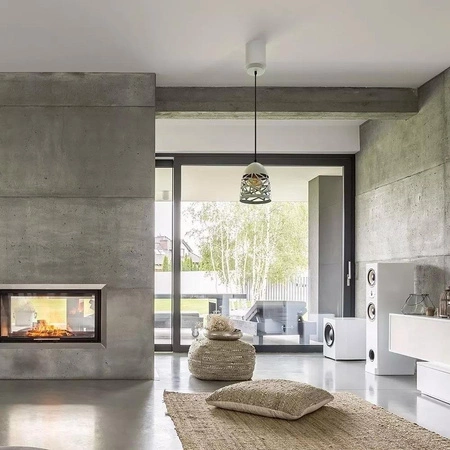 Lampa wisząca Pattern szara stylowa lampa sufitowa z ażurowym metalowym kloszem funkcjonalne oświetlenie z dekoracyjnym wzorem