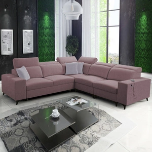 Narożnik z funkcją spania Kelly Sleek III lawendowy róż prawostronny elegancki narożnik do salonu z dwoma pojemnikami na pościel