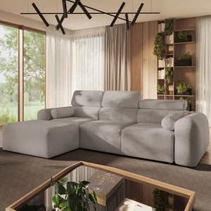 Narożnik z funkcją spania Cantare szary popiel lewostronny funkcjonalny i komfortowy narożnik o nowoczesnym designie pluszowa tkanina